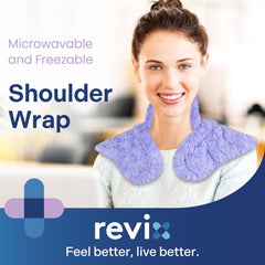 REVIX shoulder and upper back heating pad providing snug heat coverage