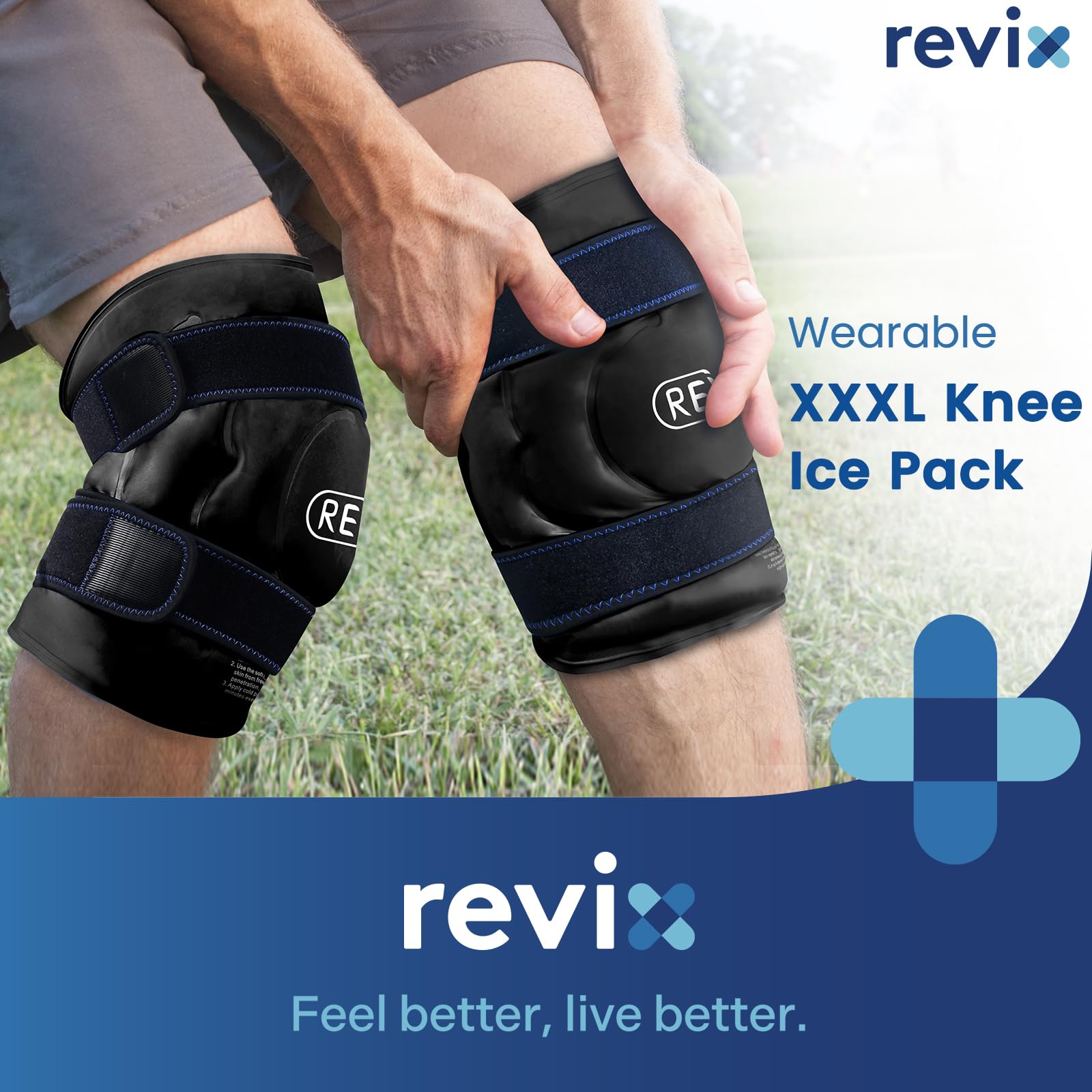 Two elastic straps enable hands-free cold therapy during activities.