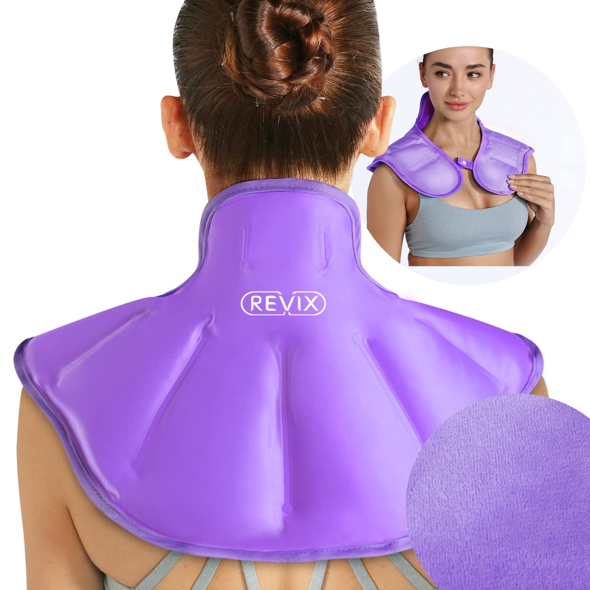 REVIX shoulder ice pack with soft plush lining for gentle, targeted cooling