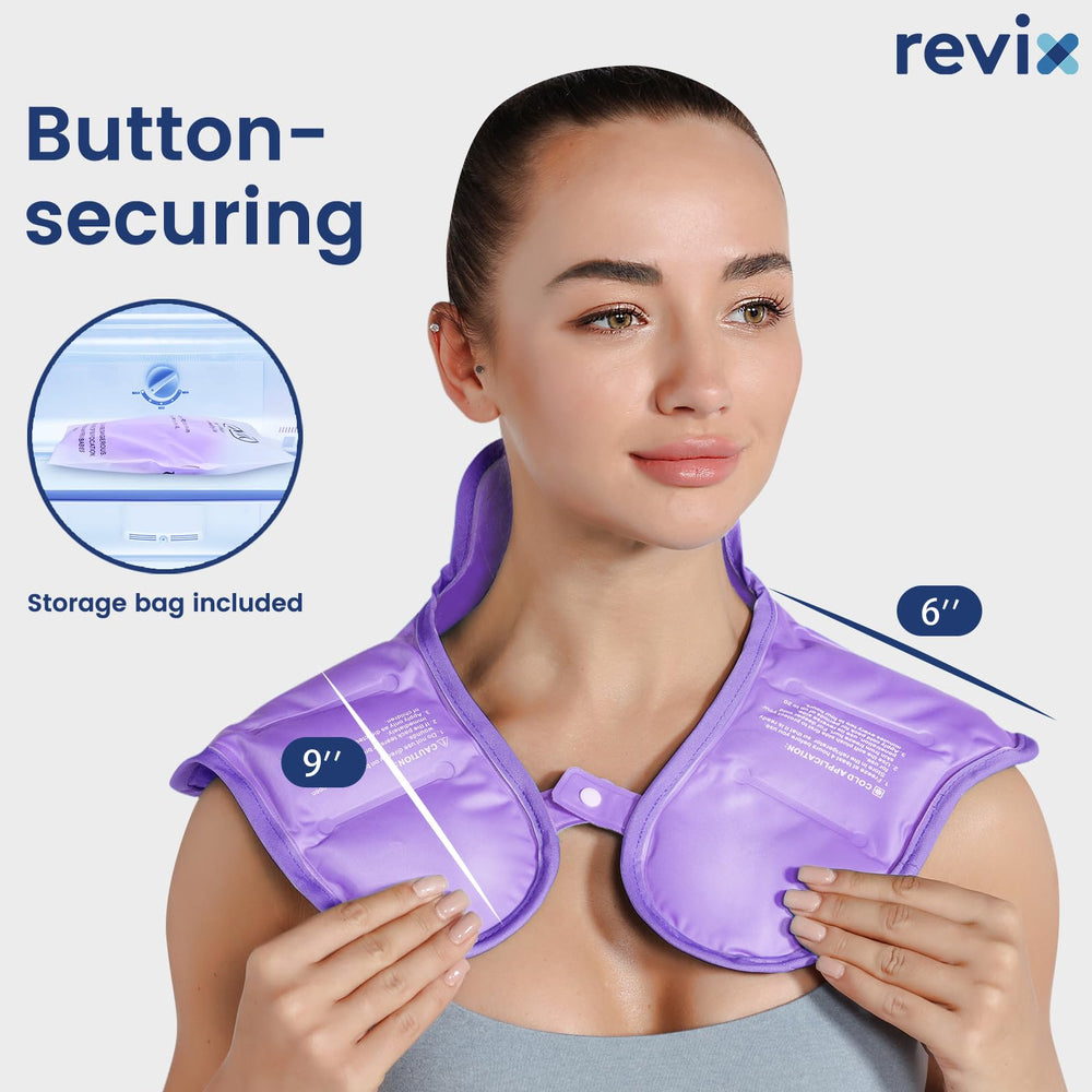 REVIX upper back cooling wrap aiding tired muscles after activity