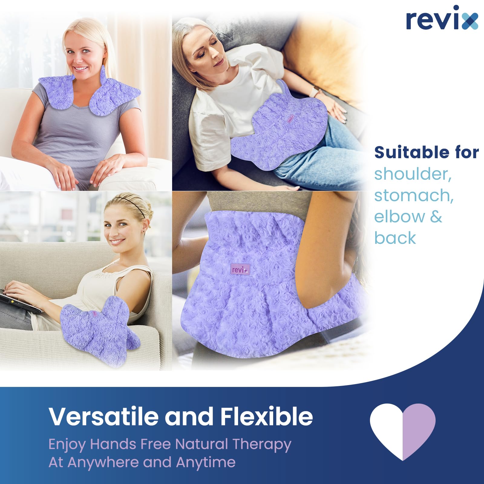 REVIX wrap accommodating neck, shoulders, and back for flexible placement