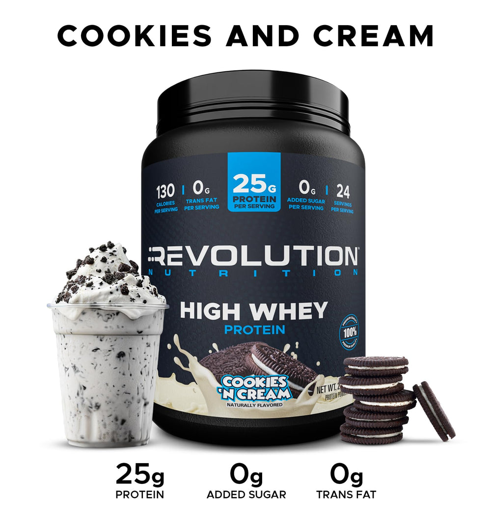 Revolution Nutrition High Whey gluten-free label highlights a safe protein option.