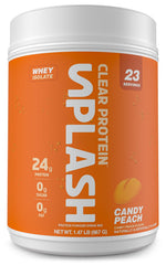 Revolution Nutrition Splash Clear Protein candy peach bottle shows a refreshing protein option