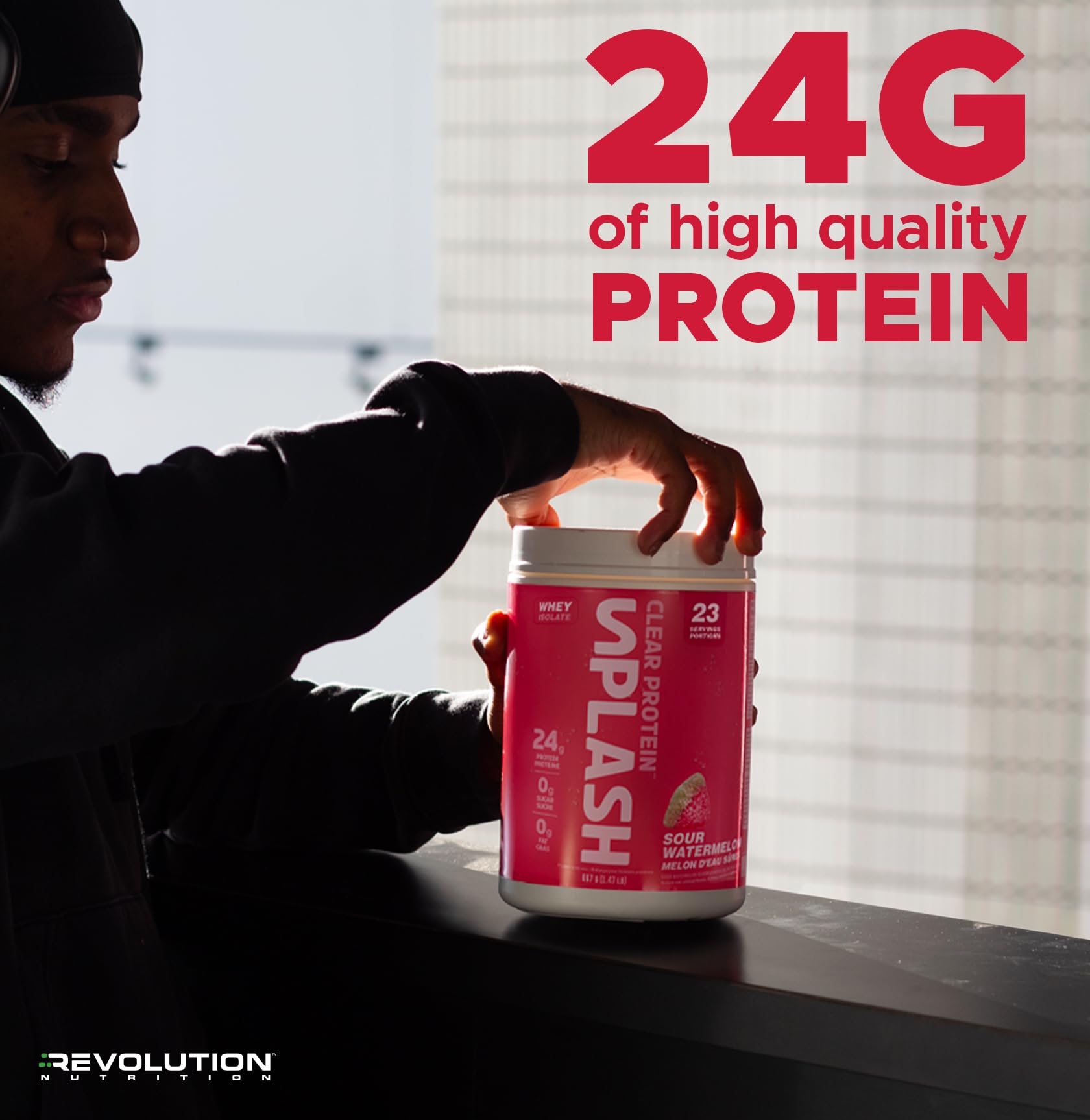 Revolution Nutrition Splash Clear Protein gluten-free label supports gluten-free diets.