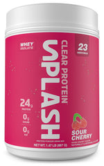 Revolution Nutrition Splash Clear Protein Sour Cherry bottle with candy-like protein experience.