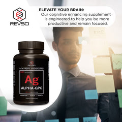 Revolution Science Alpha GPC label info, emphasizing product quality and USA manufacturing.