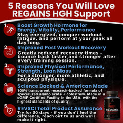 Regains HGH pills label front highlighting key recovery ingredients.