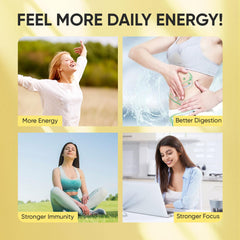 REYUQU daily routine shot with bottle and sachets suggesting convenient brain support.