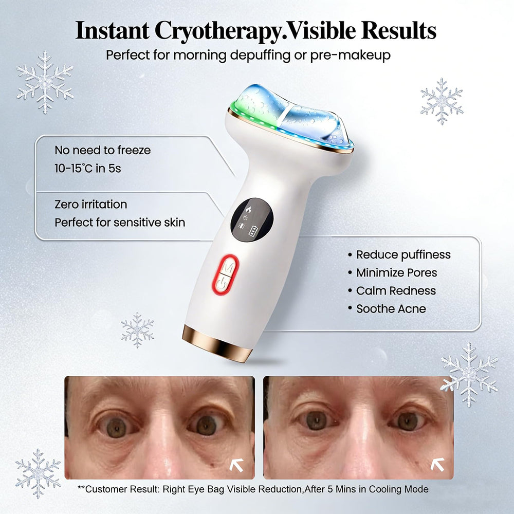 RFVDC cold therapy mode cooling surface to refresh and depuff.