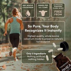 RHEASILVIA immune support capsules highlight immunoglobulins and lactoferrin.