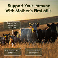 RHEASILVIA non-GMO gluten-free label on colostrum supplement bottle.