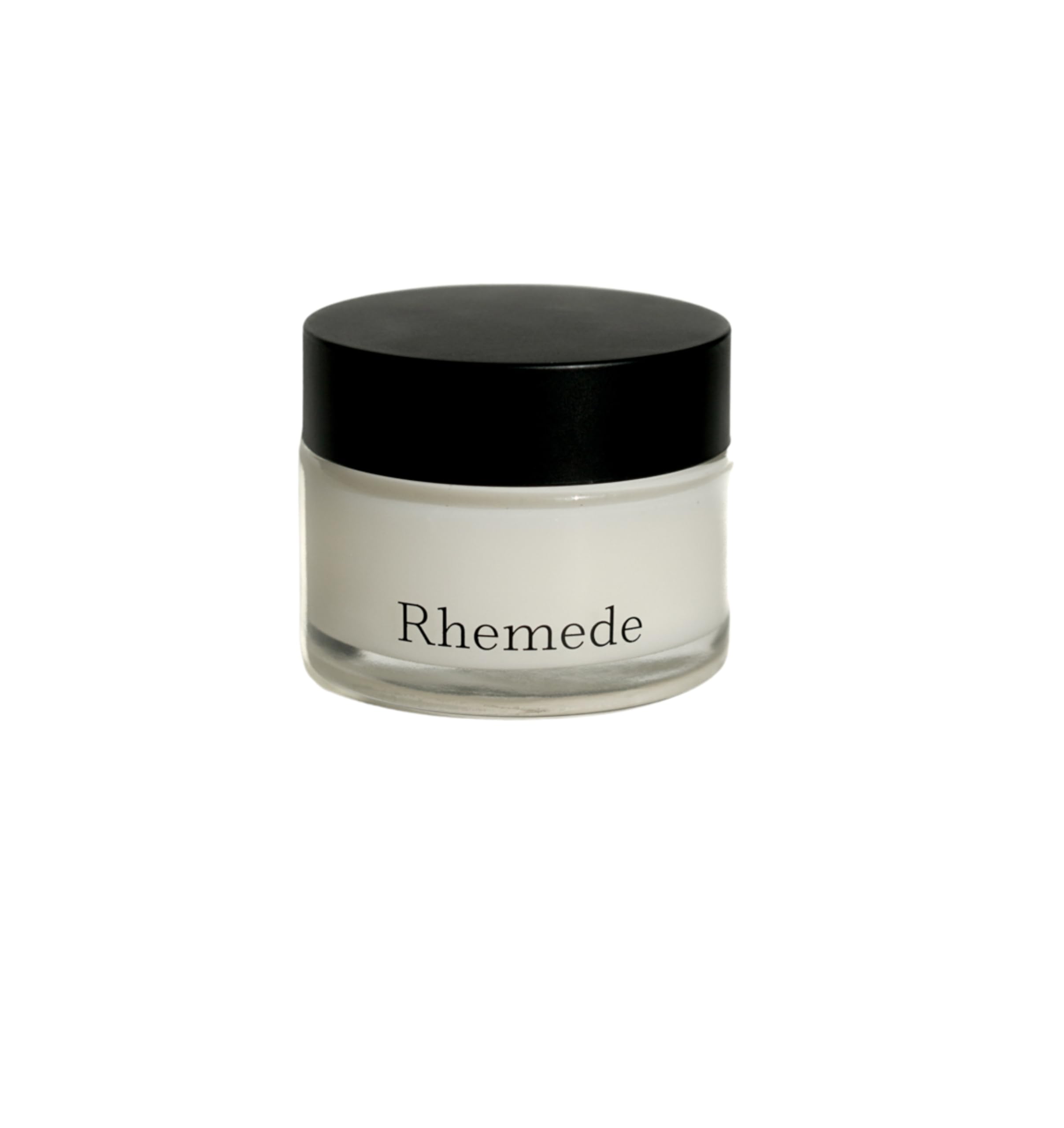 Rhemede Restoration Balm jar close-up displaying soothing skin-quality texture