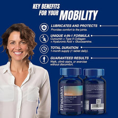 Rheuskin Motion 3 Pack bottle on shelf emphasizes quality ingredients for daily joint support.