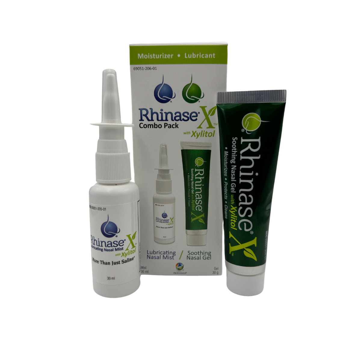 Rhinase X Combo gel bottle application demonstrates nasal hydration