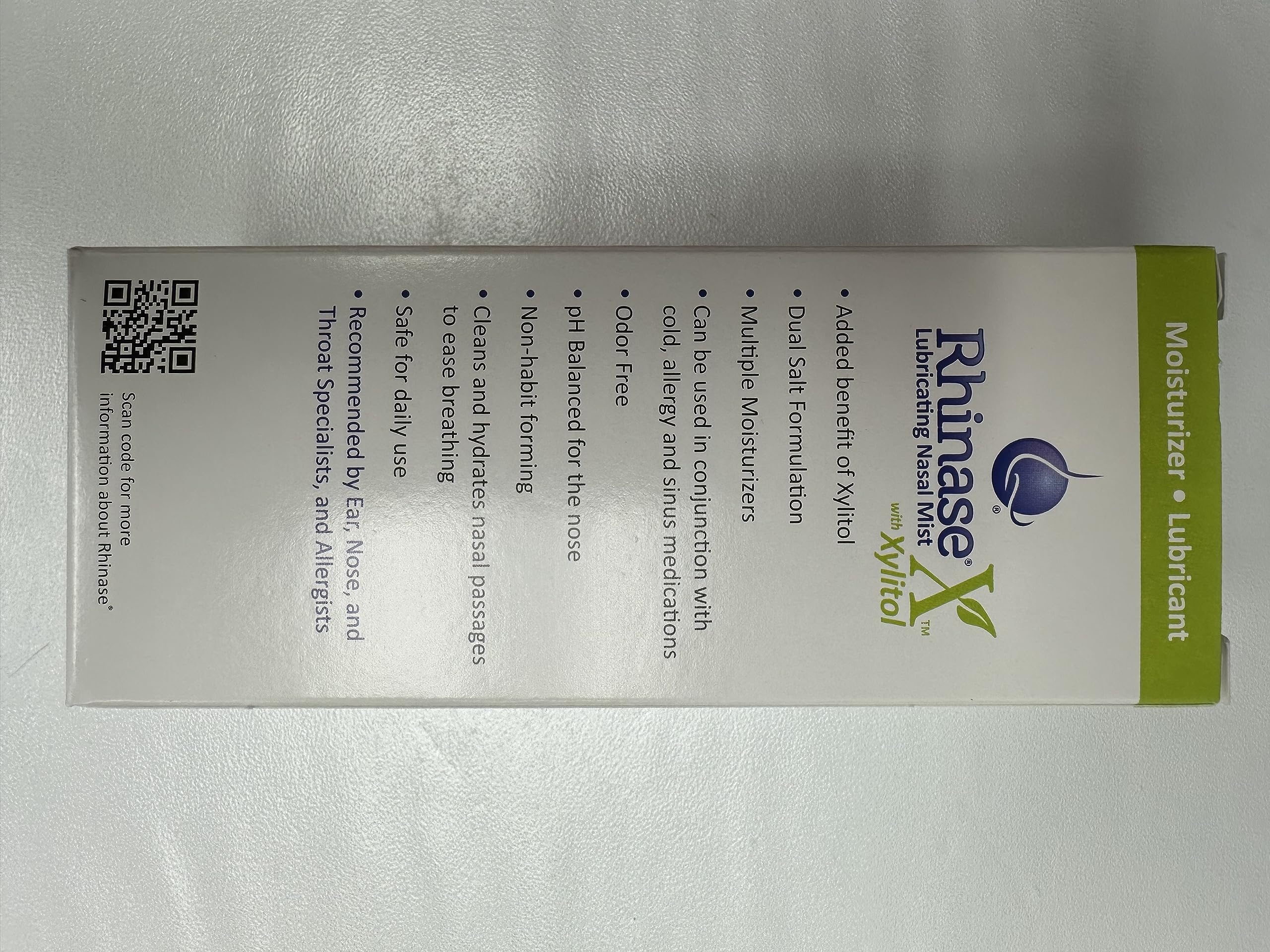 Rhinase X Mist application scene shows soothing nasal moisturization.