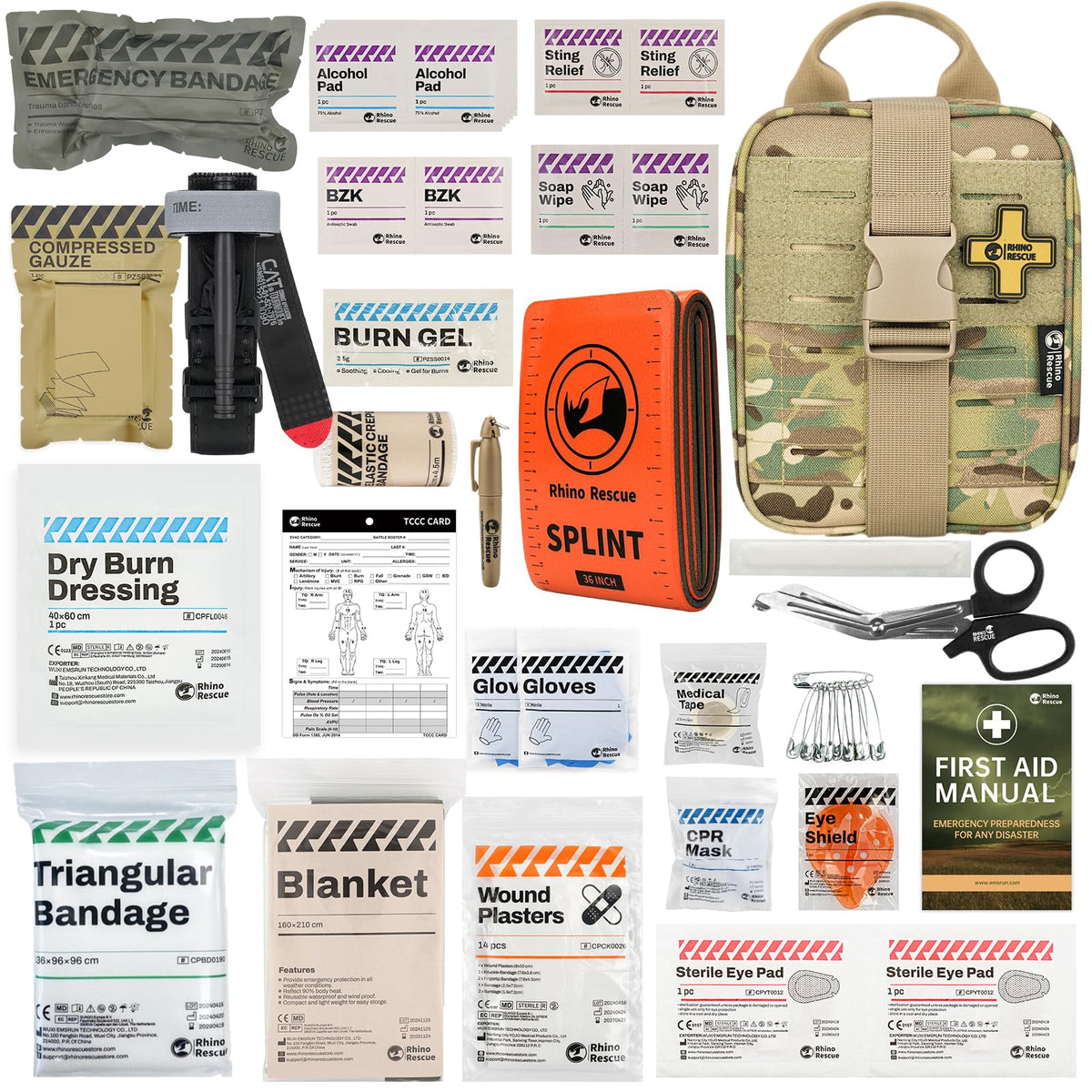 RHINO RESCUE IFAK open layout shows organized compartments for quick access