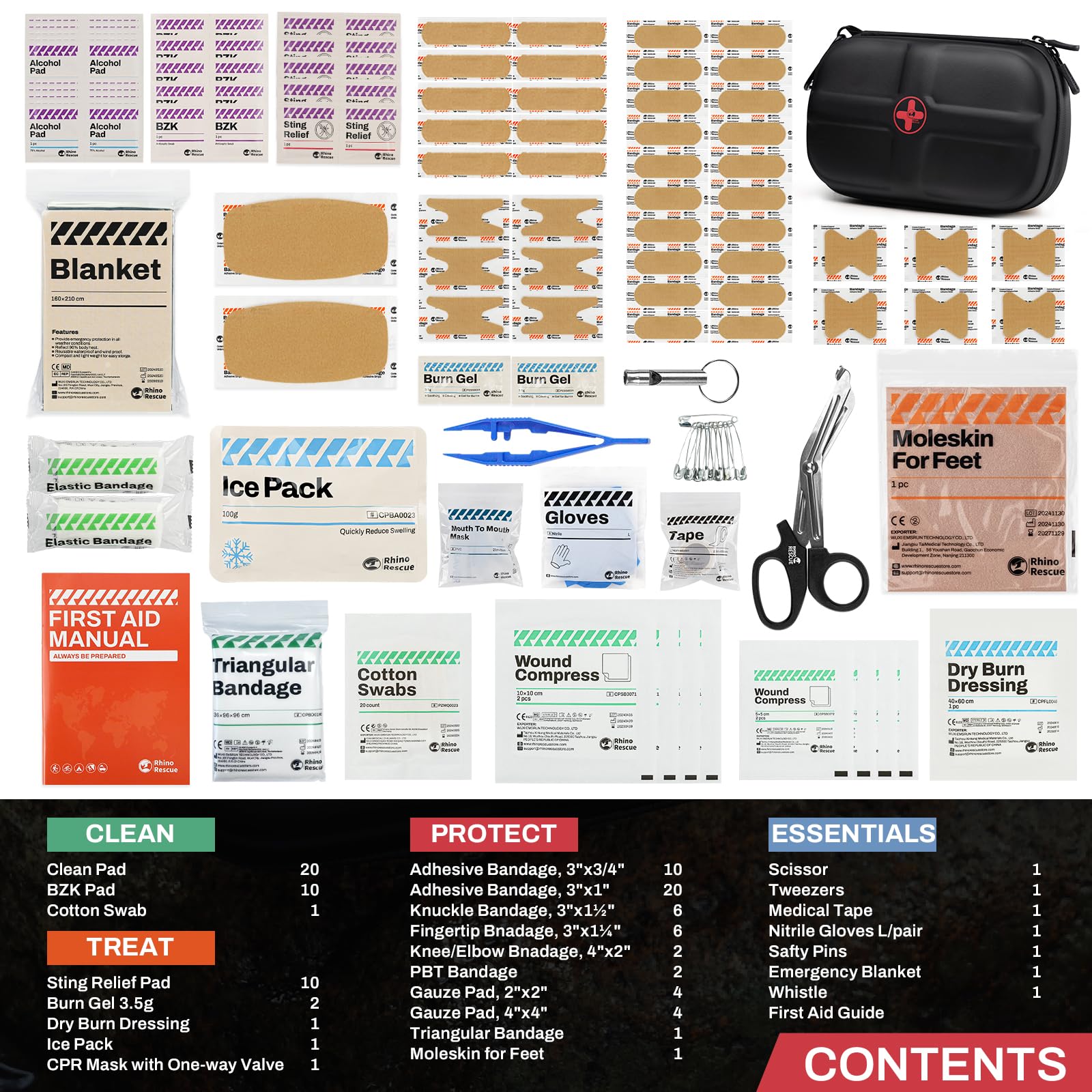 Rhino Rescue kit with water-resistant EVA surface protecting contents outdoors.
