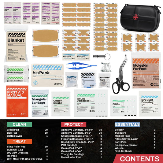 Rhino Rescue kit with water-resistant EVA surface protecting contents outdoors.