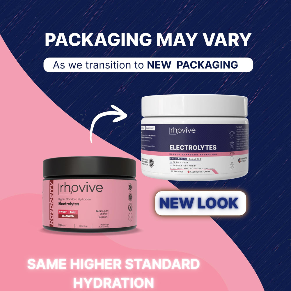 Rhovive Electrolyte Powder in glass with dissolved raspberry flavor for quick hydration
