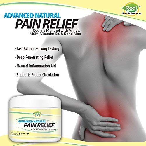 RHP Arnica Pain Relief Cream ingredients chart hints at enhanced circulation and care.
