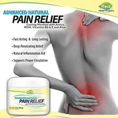 RHP Arnica Pain Relief Cream ingredients chart hints at enhanced circulation and care.