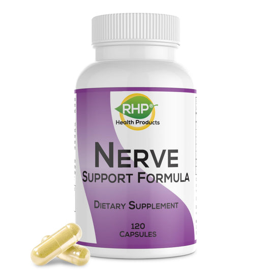 RHP nerve support bottle showing a multi vitamin blend for nerve health