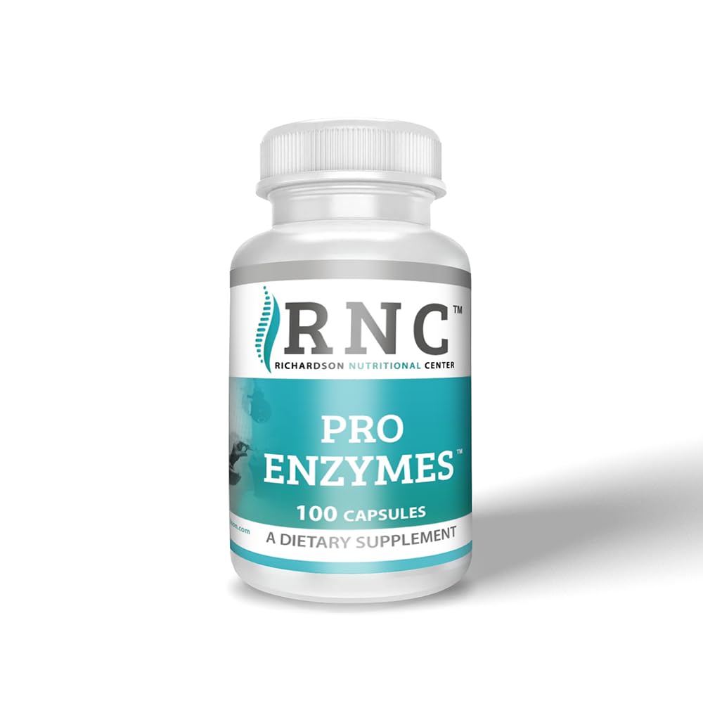 Richardson Pro Enzymes packaging hero emphasizes 100 capsules per bottle.