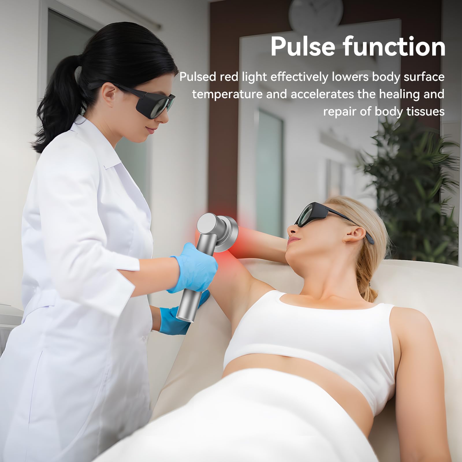 RICIAL pulse function demonstration for deeper tissue penetration with safety.