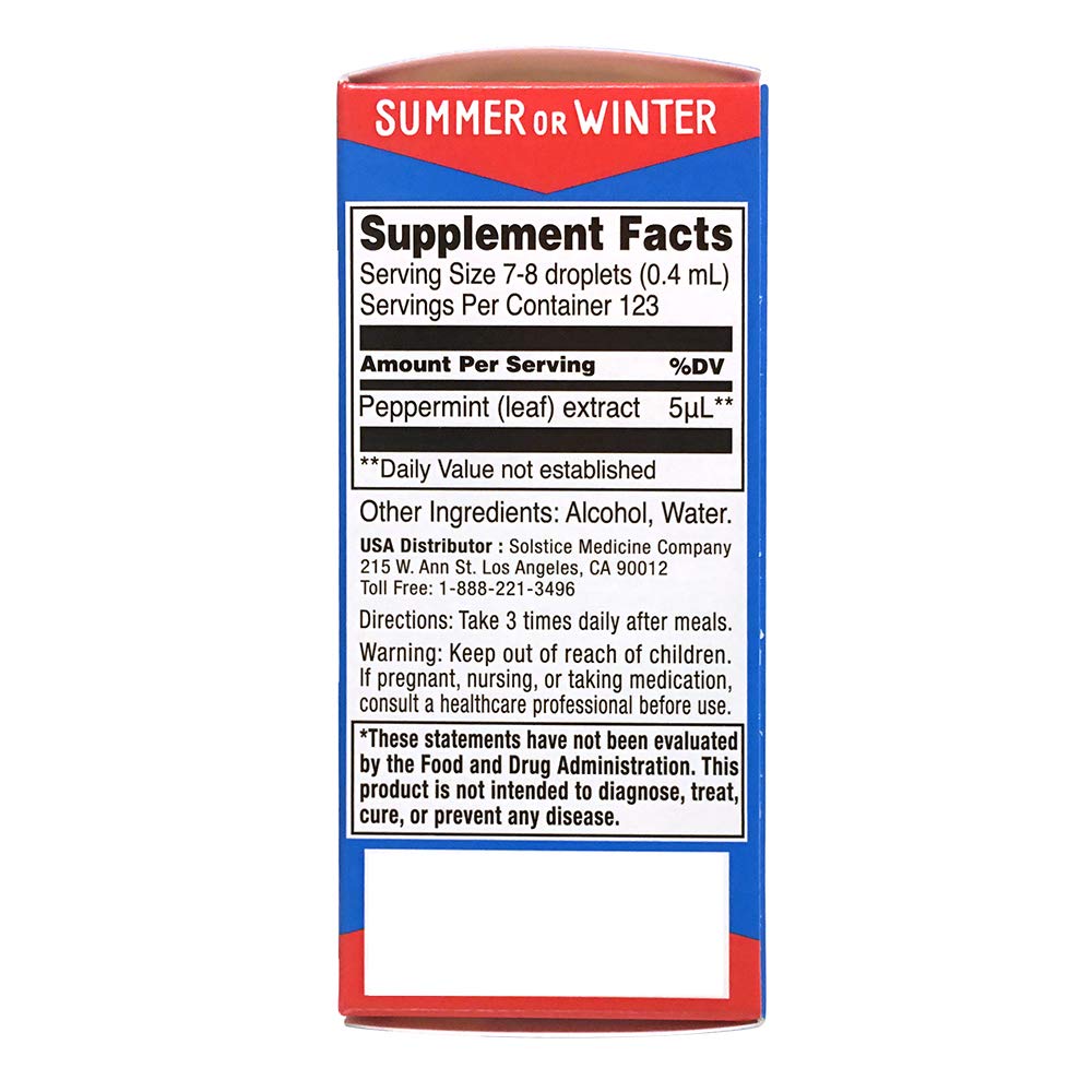 Ricqles Peppermint Oil capsules and label, easy-to-scan information for intestinal comfort.