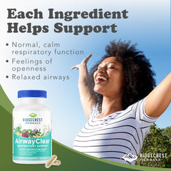 RidgeCrest AirwayClear bottle label highlights herbal blend