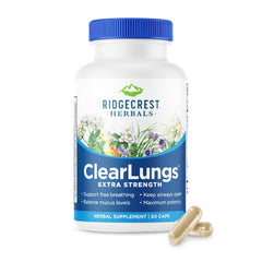 RidgeCrest ClearLungs bottle front for daily respiratory wellness.