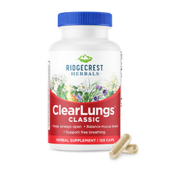 RidgeCrest ClearLungs Classic bottle front for daily respiratory support.