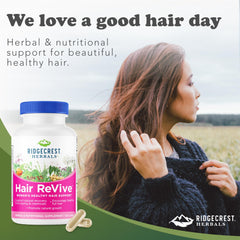 RidgeCrest Hair ReVive usage scene with a glass of water