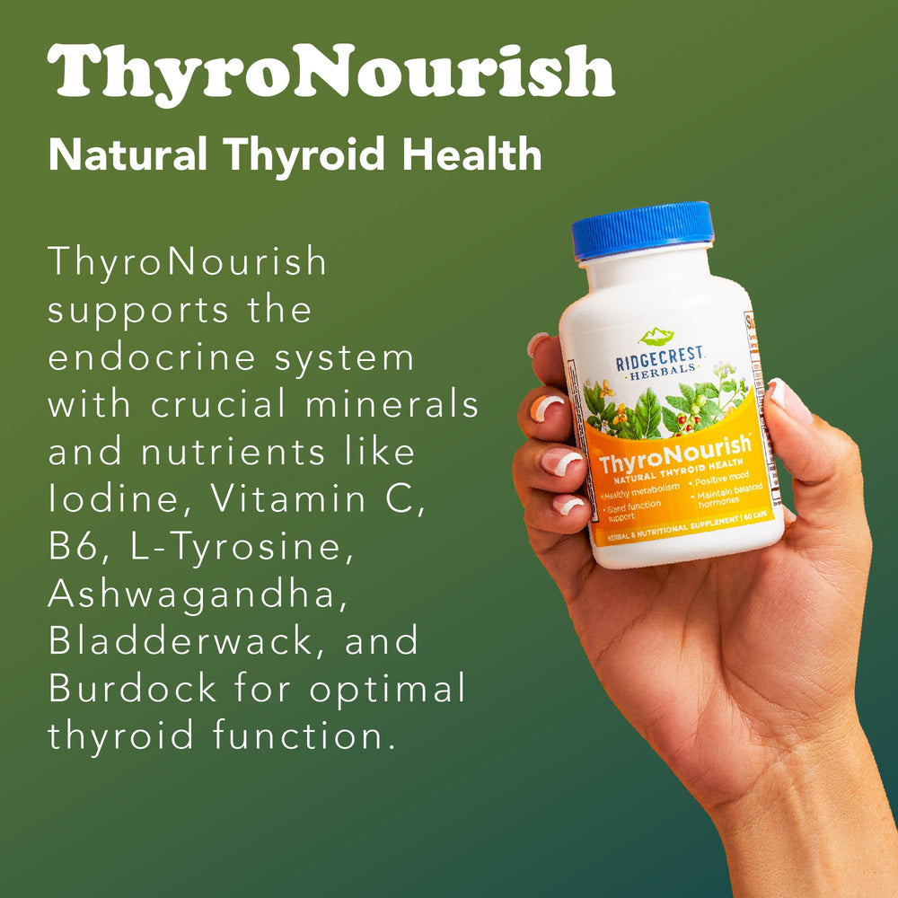 Ridgecrest ThyroNourish with glass of water, simple intake routine.