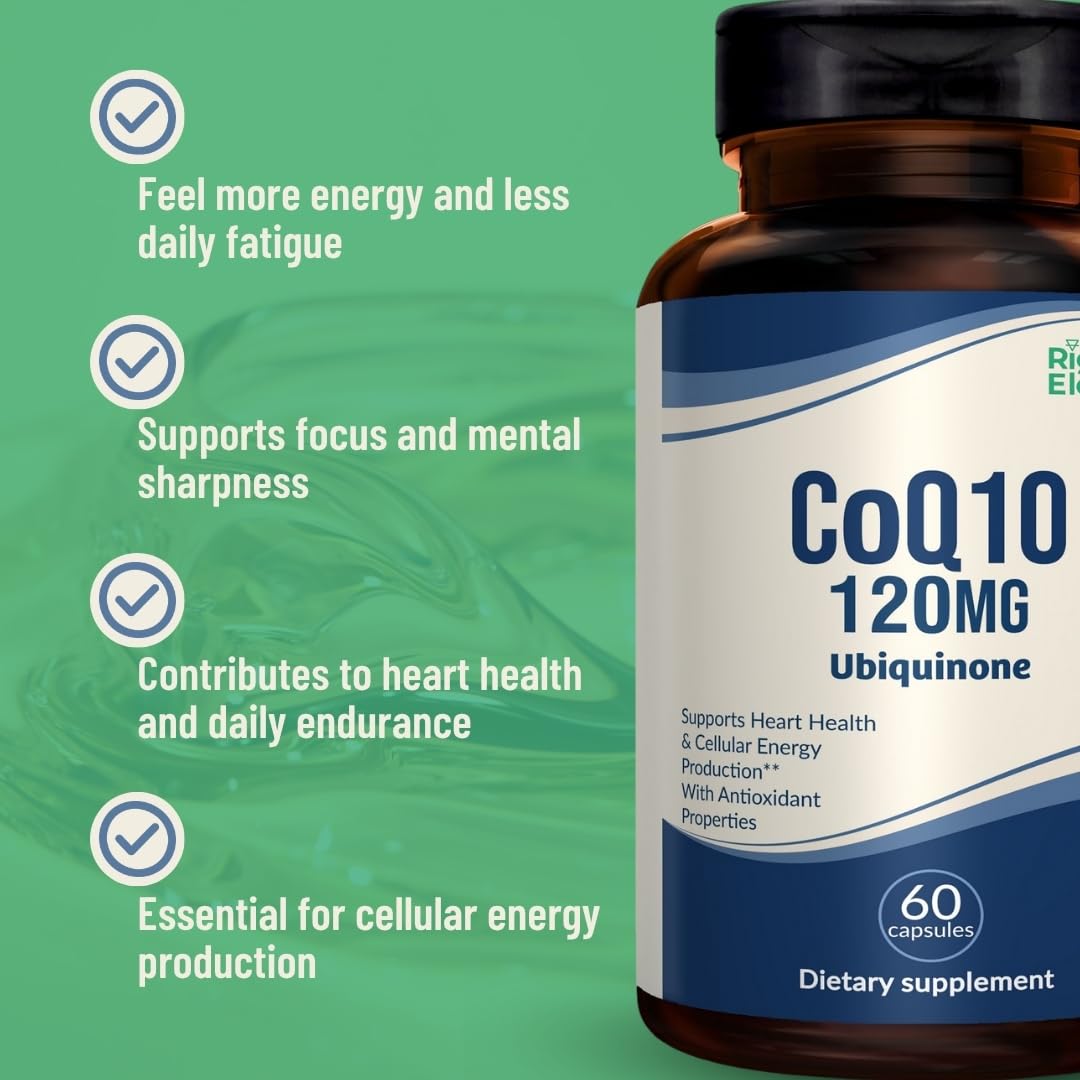 RIGHT ELEMENT CoQ10 120mg hero shot conveys vitality and everyday support.