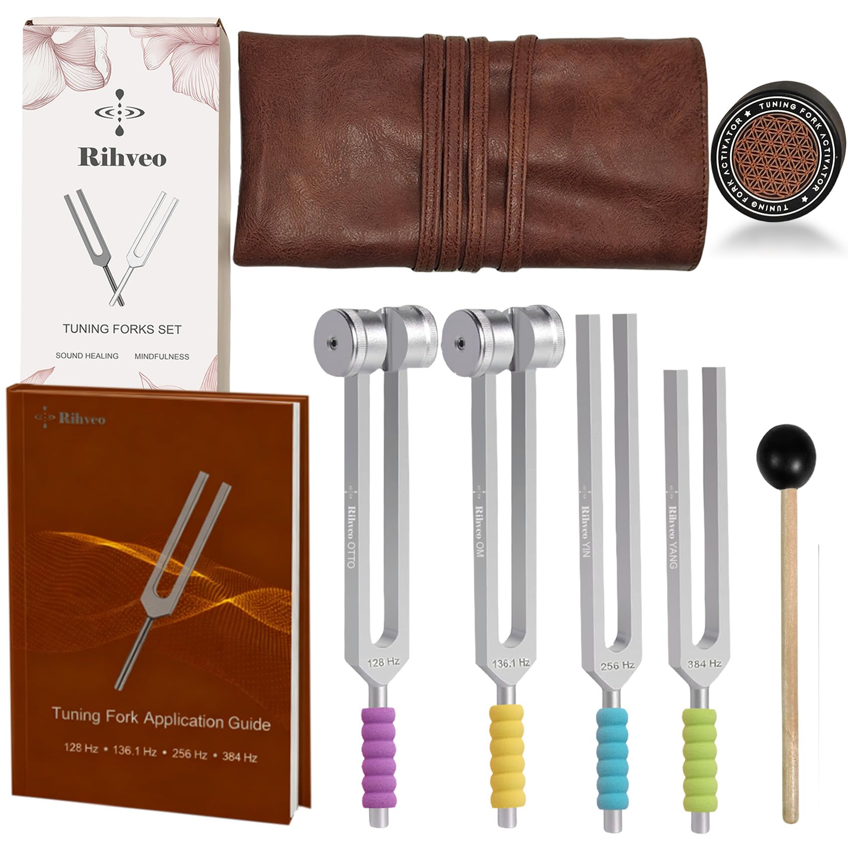 Rihveo 128Hz tuning fork shown for meditation and calm tones