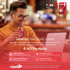 Riize Energy Strips deliver 50 mg caffeine for quick alertness.