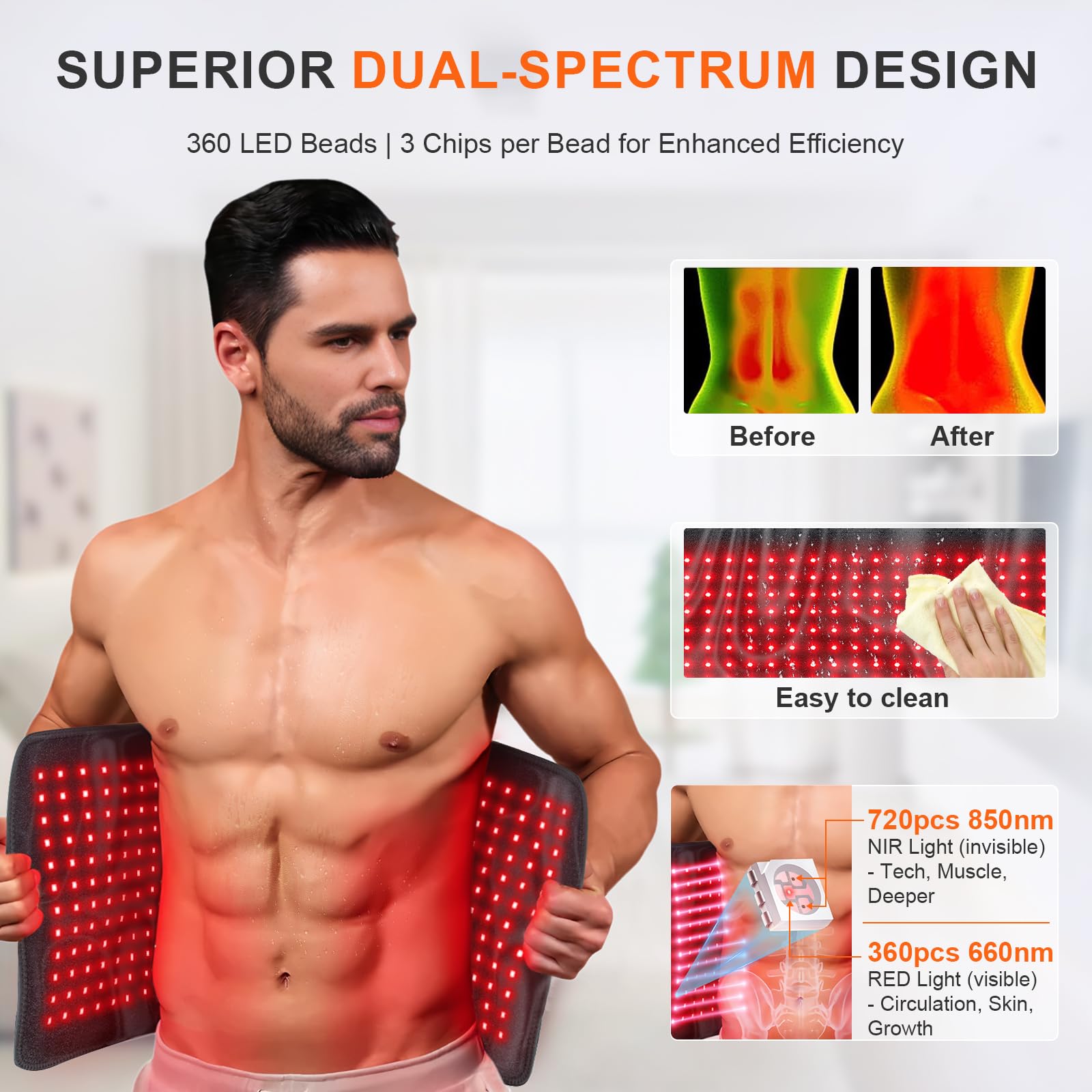 Adjustable strap on Rikimxin red light therapy mat for versatile fit