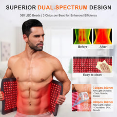 Adjustable strap on Rikimxin red light therapy mat for versatile fit