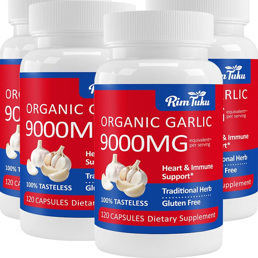 RimTuku 9000MG aged garlic extract bottle offering potent daily support.