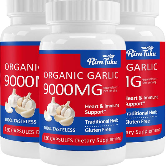 RimTuku 9000MG aged garlic extract powder highlighting concentrated daily support.