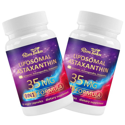 RimTuku Liposomal Astaxanthin capsules closeup highlighting antioxidant support for daily use
