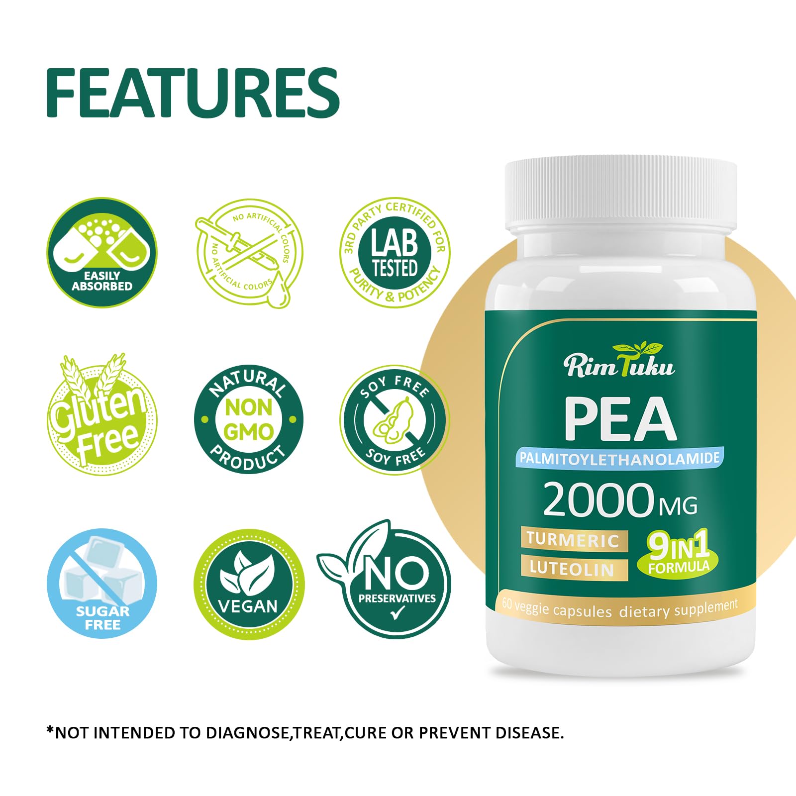 RimTuku ingredient blend image featuring PEA luteolin turmeric and fisetin