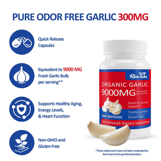RimTuku odorless vegan capsules for discreet garlic benefits.