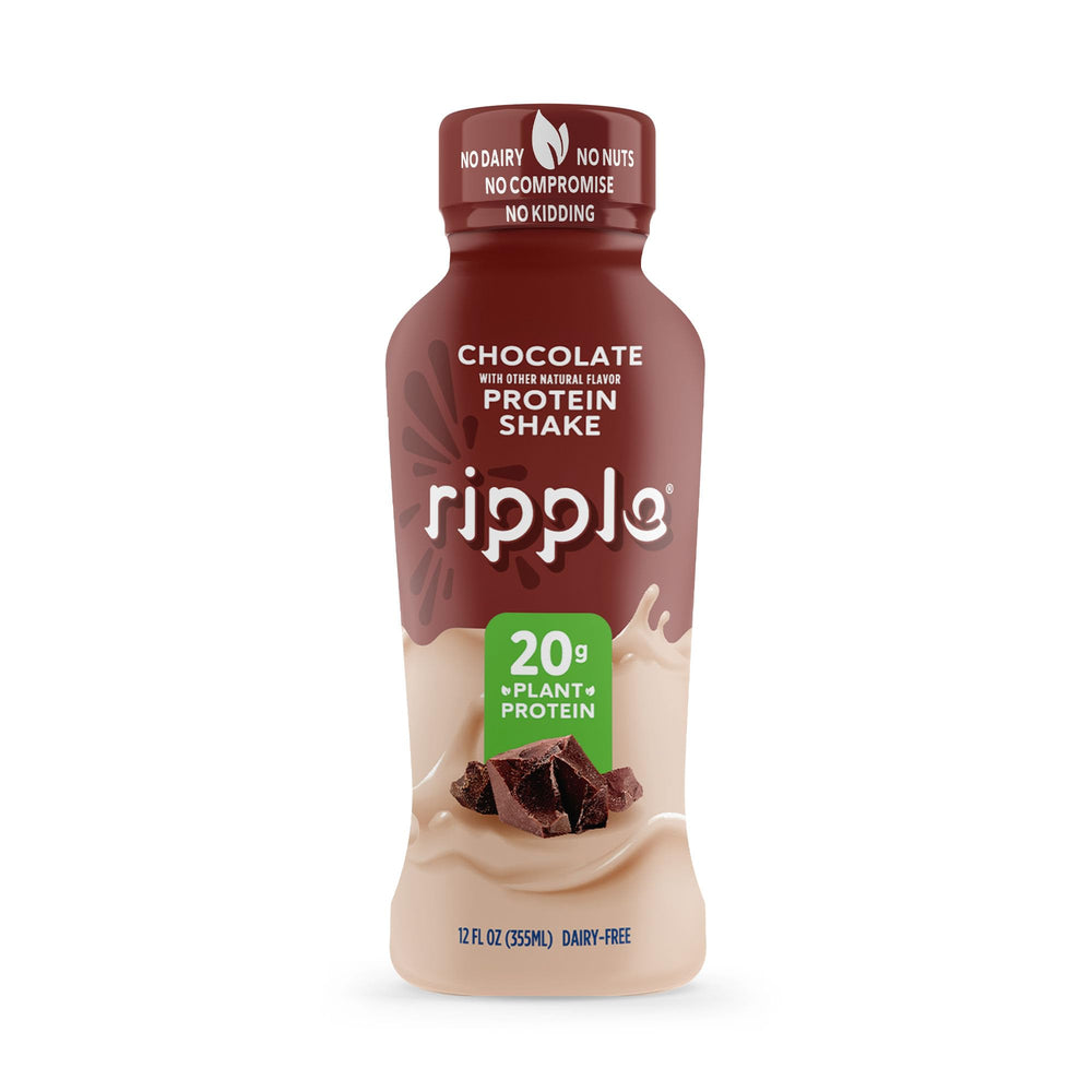 Ripple chocolate shake glass, creamy texture ideal after workouts.