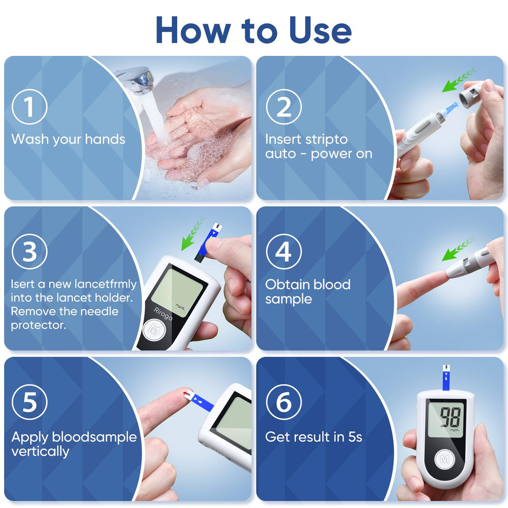 Riroga lancing device shown for near-painless testing.