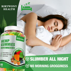 80-count RiRywony Health hemp gummies label on bottle for daily use