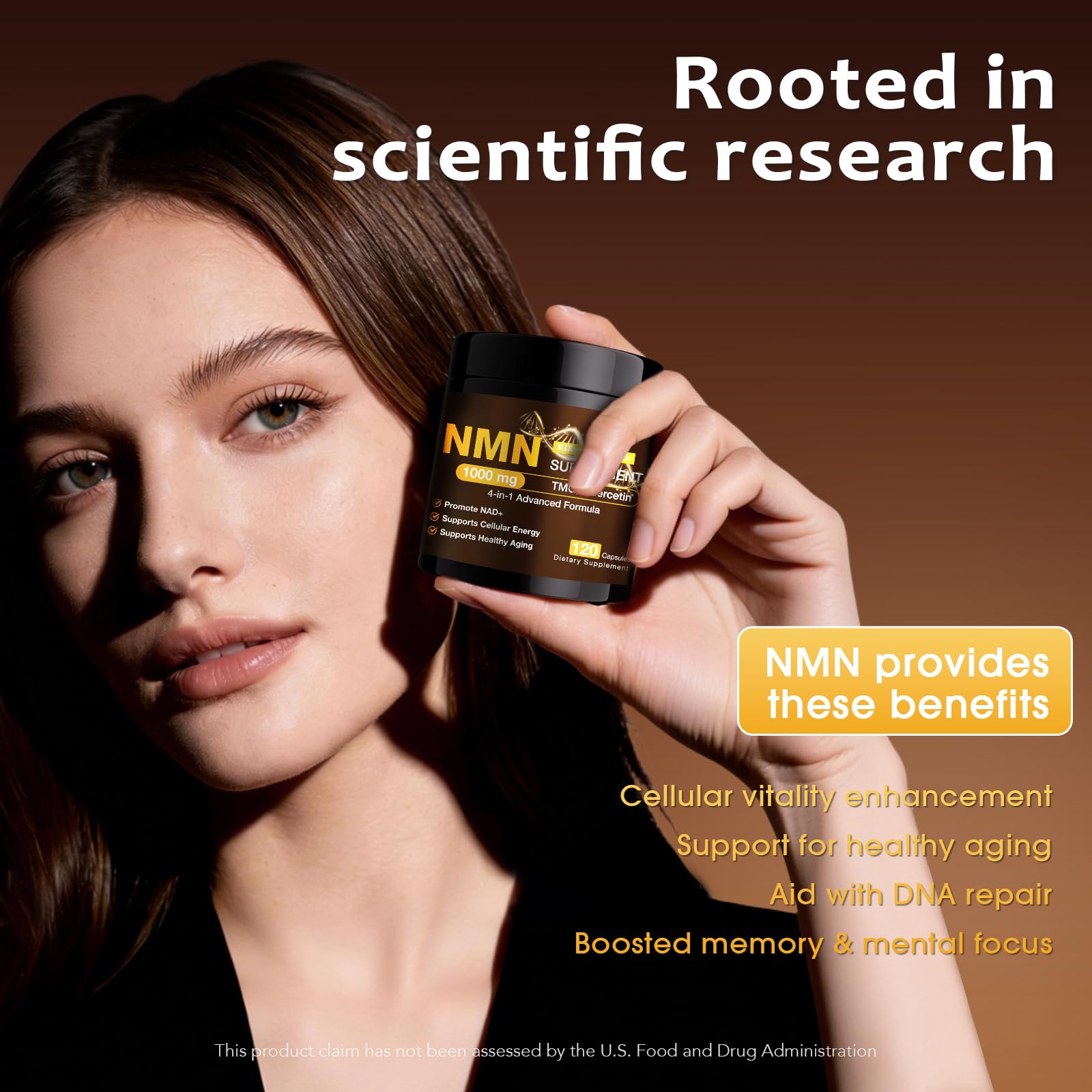 RiRywony Health NMN 1000mg capsules close-up emphasizes simple daily dosing
