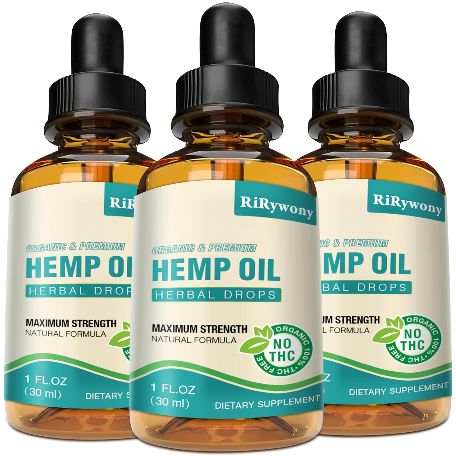 RiRywony Health 3-pack oil drops bottles front view for daily wellness