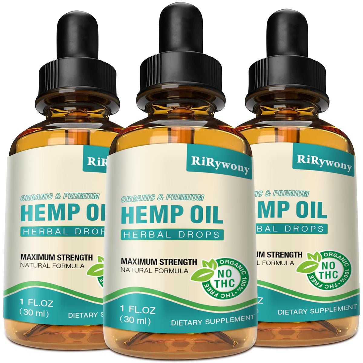 RiRywony Health 3-pack oil drops bottles front view for daily wellness